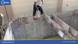 Chống thấm bể nước ngầm trường tiểu học Bình Tân 3 LaGi
