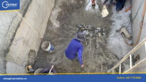Chống thấm bể nước ngầm trường tiểu học Bình Tân 3 LaGi