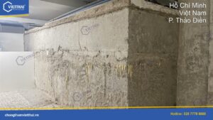 Bơm keo chống thấm tường tầng hầm nhà chú Khanh Thảo Điền